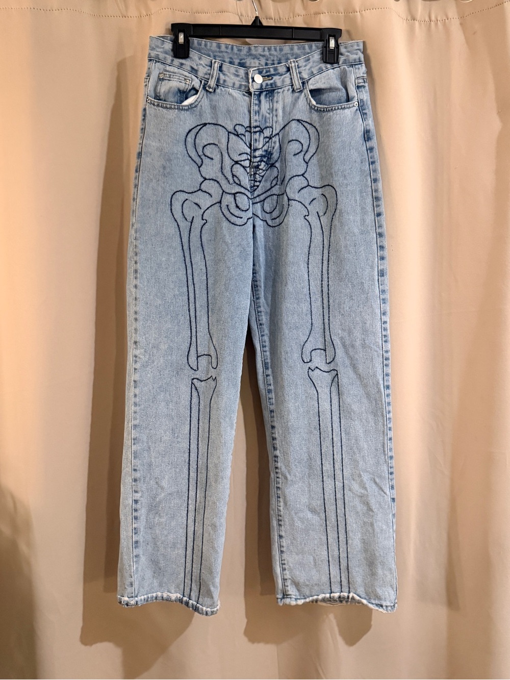 Romwe Light Wash Skeleton Graphic High-Rise Women’s Jeans